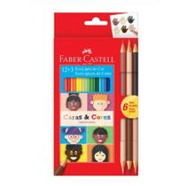Lápis de Cor Caras e Cores 12 Cores + 6 Tons De Pele Faber Castell 120112CC