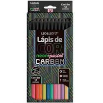 Lápis De Cor Carbon 12 Cores Neon E Pastel Redondo Leo E Leo