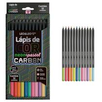 Lápis De Cor Carbon 12 Cores Neon E Pastel Redondo Leo E Leo