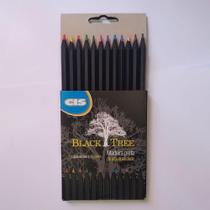 Lapis de cor cis 12 cores black tree madeira preta