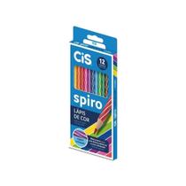 Lapis de cor cis spiro estojo c/ 12 cores corpo listrado