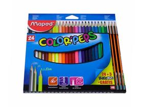 Lápis de Cor Color Peps 24 Cores + 3 Lápis Grafite HB - Maped - 983703 Lápis de Cor Color Peps 24 Cores + 3 Lápis Grafite HB - Maped - 983703