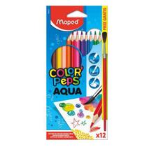 Lápis De Cor Color'Peps Aquarelável Caixa com 12 Cores + Pincel De Madeira - Maped