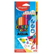 Lapis De Cor Com 12 Cores Color Peps Aquarelavel + Pincel De Madeira Lapis De Cor Com 12 Cores Color Peps Aquarelavel + Pincel De Madeira