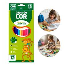 Lápis de Cor Com 12 Cores Formato Sextavado Ponta Resistente Não Tóxico Leo&Leo