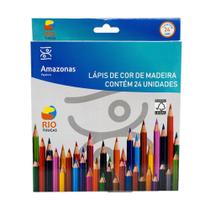 Lapis de Cor com 24 Cores Multicolor Sextavado Escolar
