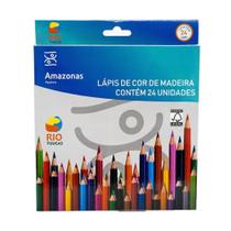 Lapis de Cor com 24 Cores Multicolor Sextavado Escolar - Amazonas