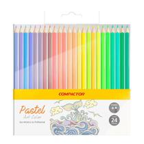 Lápis De Cor Compactor Art Color Pastel Com 24 Cores