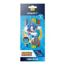 Lápis De Cor Cores dos Personagens Sonic 12 Cores Triangular Leo&Leo