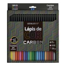 Lápis de Cor Corpo Redondo em Madeira Carbon Line 24 Cores Resistente Macio Para Pintar - Leo&Leo