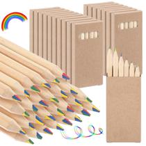 Lápis de cor Ctosree Rainbow 4 em 1 para crianças de 9 cm, pacotes com 24