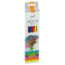 Lápis de Cor de Madeira Caixa 6 Cores Neon Sextavado 19Cm