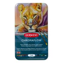 Lápis de Cor Derwent Chromaflow 24 Cores Estojo Lata