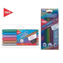 Lápis De Cor E Marcador Hidrocor Metálico TRIS 18 Kit Lápis De Cor E Marcador Hidrocor Metálico TRIS 18 Kit