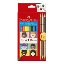 Lápis de Cor EcoLápis 12+3 Caras & Cores Faber-Castell CX PM