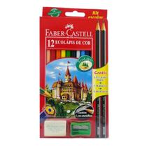Lápis de Cor Ecolápis 12 Cores Faber Castell + 2 Lápis + 1 Borracha + 1 Apontador - Faber-castell