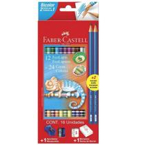 Lapis de cor ecolapis bicolor 12 lap 24 cores faber-castell Lapis de cor ecolapis bicolor 12 lap 24 cores faber-castell