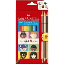 Lápis de Cor Ecolápis Caras & Cores 12 Cores + 6 Tons de Pele, Faber-Castell Lápis de Cor Ecolápis Caras & Cores 12 Cores + 6 Tons de Pele, Faber-Castell
