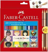 Lapis de Cor Ecolápis Caras & Cores 24 Cores + 3 Tons de Pele Faber-Castell,