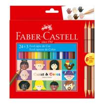 Lápis de cor ecolápis faber castell caras e cores 24 cores + 6 tons de pele