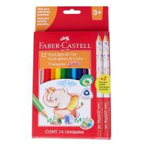 Lápis de Cor Ecolápis Triangular Jumbo 12 Cores e 2 Lápis Grafite Faber Castell