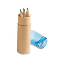 Lápis de Cor em Caixa Cilíndrica com 6 Mini Lápis e Apontador