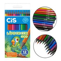 Lápis de Cor Escolar 12 Cores Cis Ecolápis sextavado Reciclado Lápis de Cor Escolar 12 Cores Cis Ecolápis sextavado Reciclado