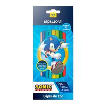 Lápis de Cor Escolar Personagem Sonic 12 Cores Triangular Lápis de Cor Escolar Personagem Sonic 12 Cores Triangular