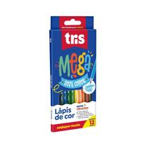 Lápis De Cor Escolar Triangular 12 Cores Mega Soft Color Tris Colorir Ponta Macia Cores Vibrantes Pintar