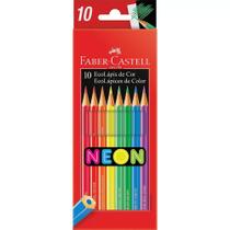 Lápis De Cor Faber Castell 10 Cores Neon Brilhante Sextavado