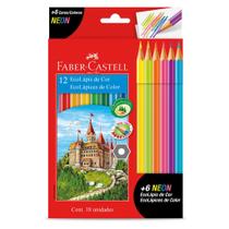 Lapis De Cor FABER CASTELL 12 Cores + 6 Neon Ecolapis