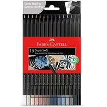 Lápis de cor faber-castell 15 cores super soft tons neutros