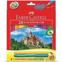 Lápis de cor faber-castell 24 cores + 2 canetinhas