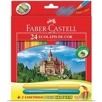 Lápis De Cor Faber-Castell 24 Cores + 2 Canetinhas Lápis De Cor Faber-Castell 24 Cores + 2 Canetinhas