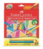 Lápis De Cor Faber-Castell 24 Cores Triangular + Canetinha