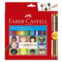 Lapis De Cor Faber Castell Caras E Cores 24 + 6 Tons De Pele