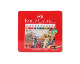 Lápis de cor Faber-Castell Classic 24 cores em caixa de lata de metal