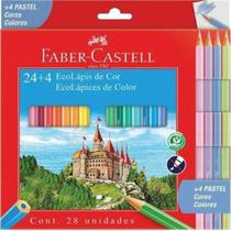 Lápis de cor Faber Castell eco lápis com 24 cores +4 pastel
