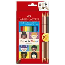 Lapis de Cor Faber-Castell Ecolápis Caras & Cores 12 Cores + 6 Tons de Pele