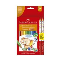 Lápis de Cor Faber Castell Jumbo Triangular 12 Cores + 02 Lápis Grafite
