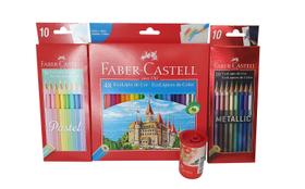 Lápis De Cor Faber Castell Kit 48 Cores + Pastel + Metálico