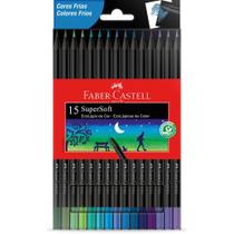 Lápis de cor Faber Castell super soft cores frias 15 cores