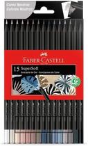 Lápis de cor Faber Castell super soft cores neutras 15 cores