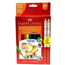 Lápis de cor faber castell triangular jumbo 12 cores + 2 eco lápis grafite