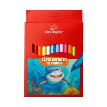 Lápis de cor infinito com boracha 12 cores win paper Lápis de cor infinito com boracha 12 cores win paper