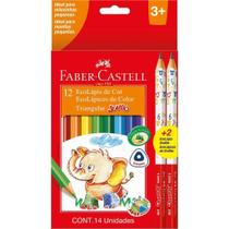 Lápis De Cor Jumbo 12Cores Longo+2 Preto 6Un Faber-Castell