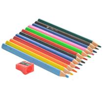 Lápis de Cor Jumbo 1,5 cm e Apontador 12 Peças Win Paper Lápis de Cor Jumbo 1,5 cm e Apontador 12 Peças Win Paper