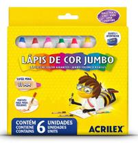 Lápis de Cor Jumbo Acrilex - 6 Cores