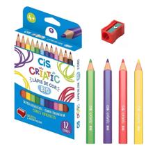 Lápis de Cor Jumbo CIS Triangular Criatic com 12 Cores Escolar Infantil