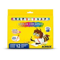 Lápis De Cor Jumbo Redondo 12 Cores + Apontador ACRILEX